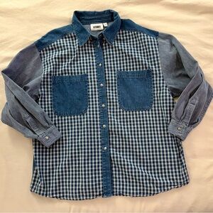 VTG 90s 80s Gitano Denim Patchwork Checkered Shirt size 20W